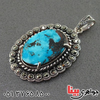 گردنبند فیروزه نیشابوری شجری و حدید مارکازیتی زنانه _کد:2082