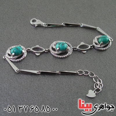 دستبند فیروزه نیشابوری رودیوم زنانه تک _کد:15563