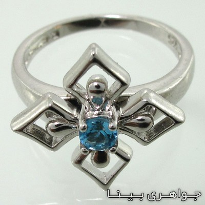انگشتر آکوآمارین گل لوزی