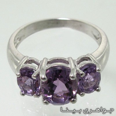 انگشتر آمتیست سه نگین