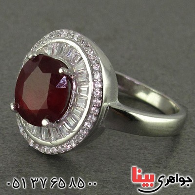 انگشتر یاقوت سرخ دانه اناری رودیوم زنانه خوشرنگ خاص _کد:15607