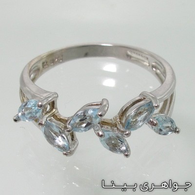 انگشتر آکوآمارین بادامی