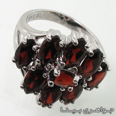 انگشتر یاقوت گارنت لوزی چند نگین