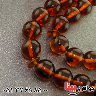 تسبیح کهربا پودری حشره ای 33 دانه ای گرد _کد:15685