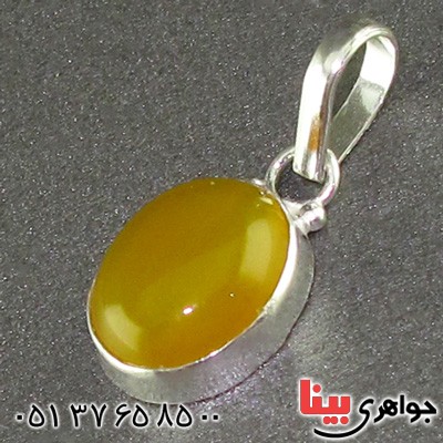 گردنبند عقیق شرف الشمس دور ساده بیضی _کد:15695