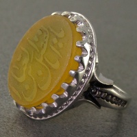 انگشتر عقیق زرد خراسانی مردانه حکاکی برجسته یا ابالفضل العباس