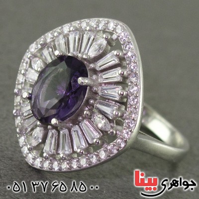 انگشتر آمتیست رودیوم زنانه درشت _کد:15833