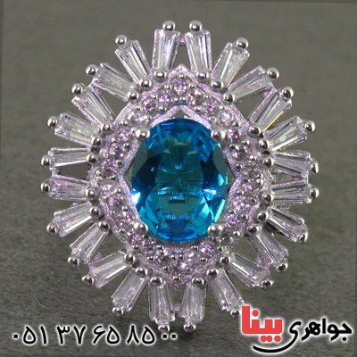 انگشتر توپاز رودیوم زنانه درشت _کد:15835