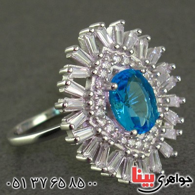 انگشتر توپاز رودیوم زنانه درشت _کد:15835
