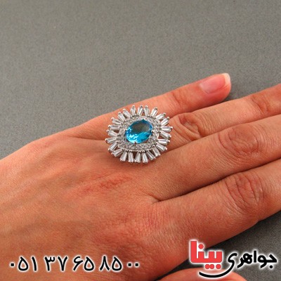 انگشتر توپاز رودیوم زنانه درشت _کد:15835