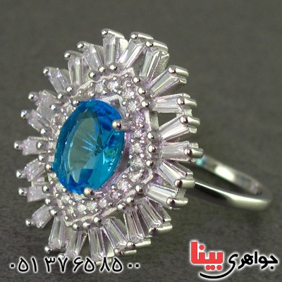 انگشتر توپاز رودیوم زنانه درشت _کد:15835