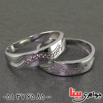 انگشتر نقره ست حلقه ازدواج روکش پلاتین