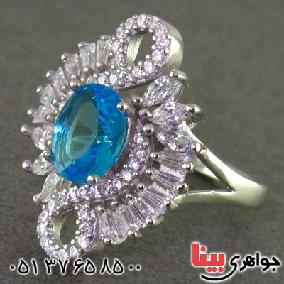 انگشتر توپاز رودیوم زنانه درشت خوشرنگ _کد:15847