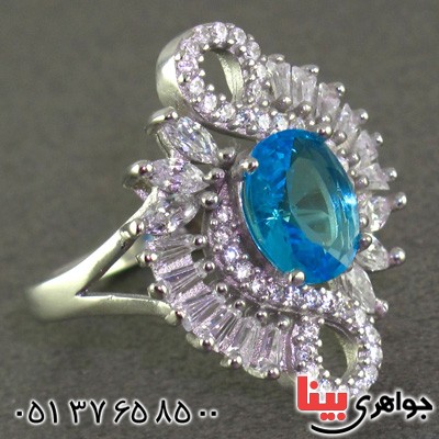 انگشتر توپاز رودیوم زنانه درشت خوشرنگ _کد:15847