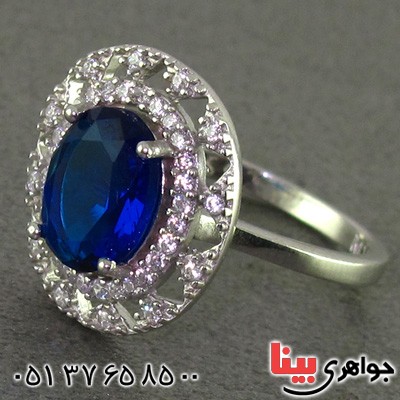 انگشتر یاقوت کبود رودیوم زنانه مدل آتوسا انگشتر یاقوت کبود رودیوم زنانه مدل آتوسا