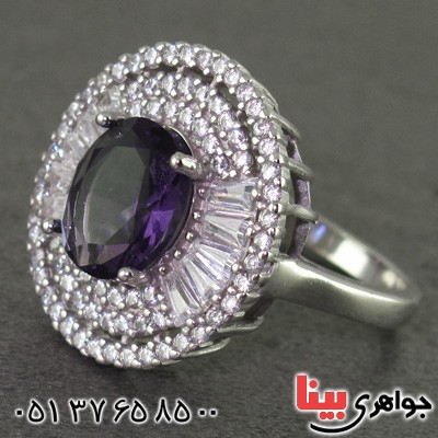 انگشتر آمتیست رودیوم زنانه درشت _کد:15860