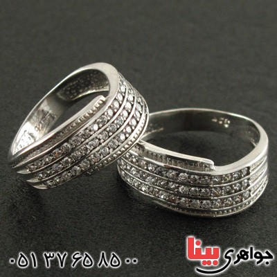 انگشتر نقره ست حلقه ازدواج روکش پلاتین _کد:15866
