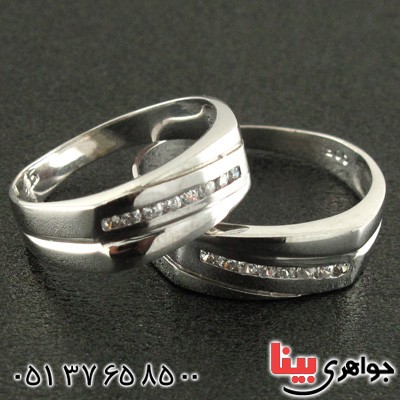 انگشتر نقره ست حلقه ازدواج روکش پلاتین _کد:15871