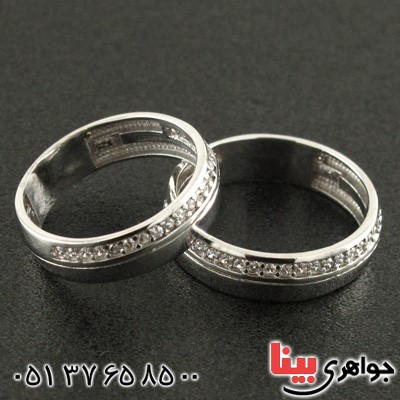 انگشتر نقره ست حلقه ازدواج با روکش پلاتین _کد:15872