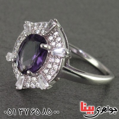 انگشتر آمتیست رودیوم زنانه مدل جانا _کد:15873