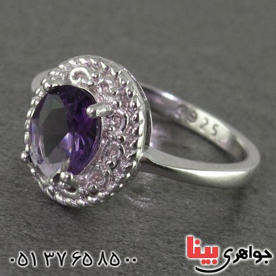 انگشتر آمتیست رودیوم زنانه مدل یسنا _کد:15874