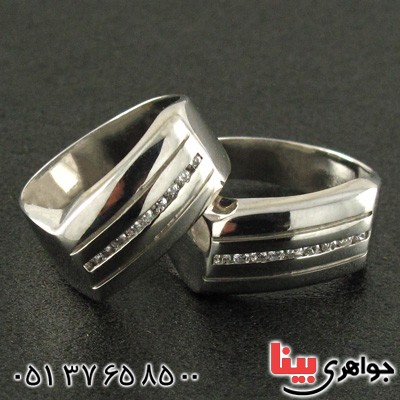 انگشتر نقره ست حلقه ازدواج روکش پلاتین _کد:15881