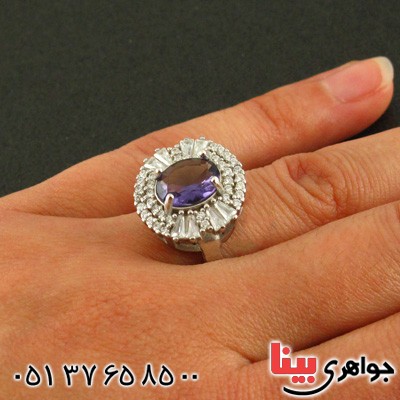 انگشتر آمتیست رودیوم زنانه زیبا مدل مهوش _کد:15884