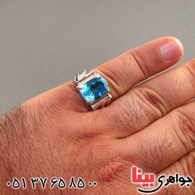 انگشتر توپاز لندنی درشت مردانه فاخر _کد:2219