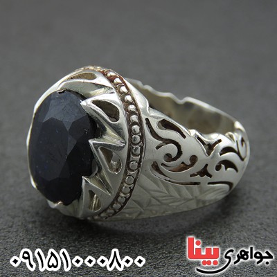 انگشتر یاقوت کبود درشت مردانه عالی و فاخر _کد:2228