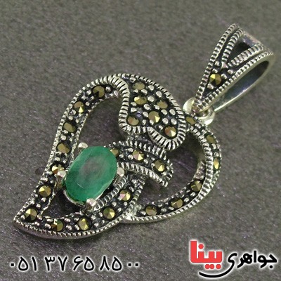 گردنبند زمرد و حدید مارکازیت درجه یک زنانه