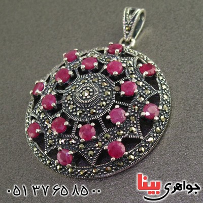 گردنبند یاقوت سرخ و حدید مارکازیت درجه یک درشت و فاخر _کد:2235