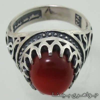 انگشتر عقیق شبکه کاری سیاه قلم