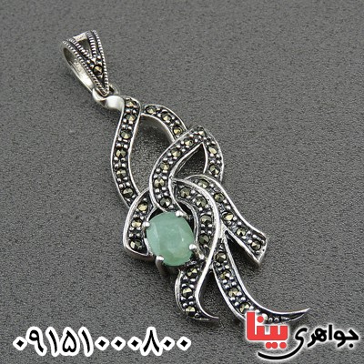 گردنبند زمرد و حدید مارکازیت درجه یک درشت فاخر _کد:2245