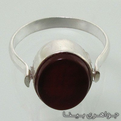 انگشتر چند جواهر دورو بیضی عقیق سیاه و قرمز