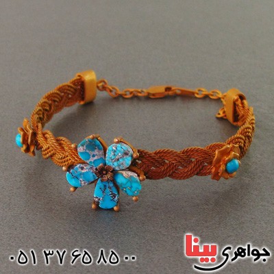 دستبند فیروزه نیشابوری درشت زنانه بسیارعالی زیرخاکی _کد:2292
