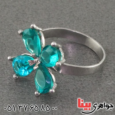انگشتر توپاز زلال زنانه مدل گل _کد:15965