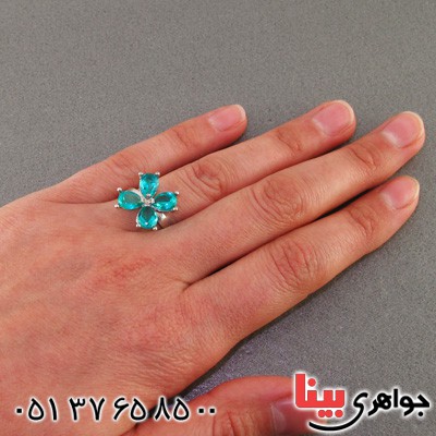 انگشتر توپاز زلال زنانه مدل گل _کد:15965