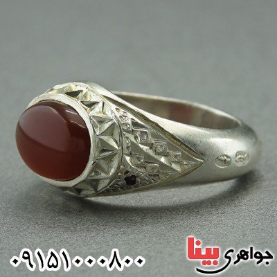 انگشتر عقیق یمنی با یاقوت سرخ خوشرنگ مردانه _کد:2302