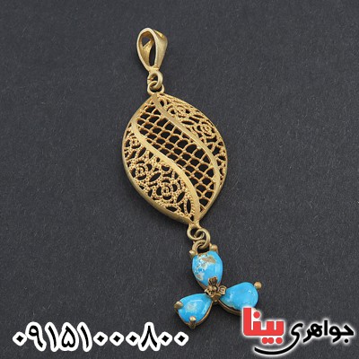 گردنبند فیروزه نیشابوری زنانه بسیارعالی مشبک زیرخاکی _کد:15975
