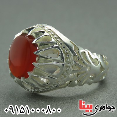 انگشتر عقیق یمنی درشت مردانه خوشرنگ  _کد:2313