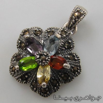 گردنبند چند جواهر طرح گل