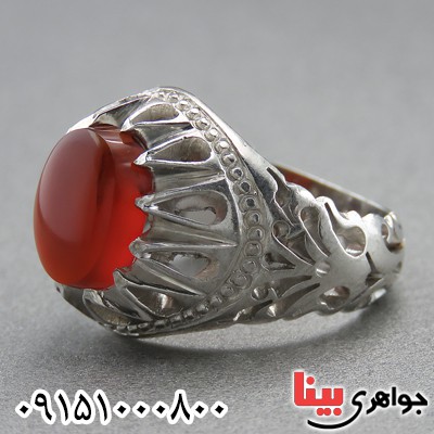 انگشتر عقیق یمنی درشت مردانه دور اشکی _کد:2322