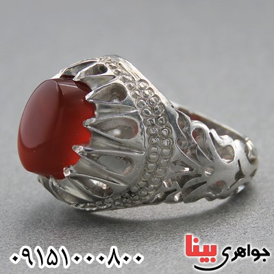 انگشتر عقیق یمنی درشت مردانه خوشرنگ _کد:2325