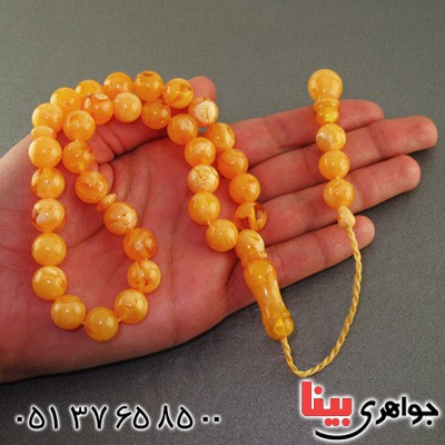 تسبیح کهربا پودری 33 دانه ای خوشرنگ _کد:16043