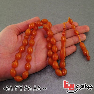 تسبیح کهربا پودری 33 دانه هلی خوشرنگ _کد:16048