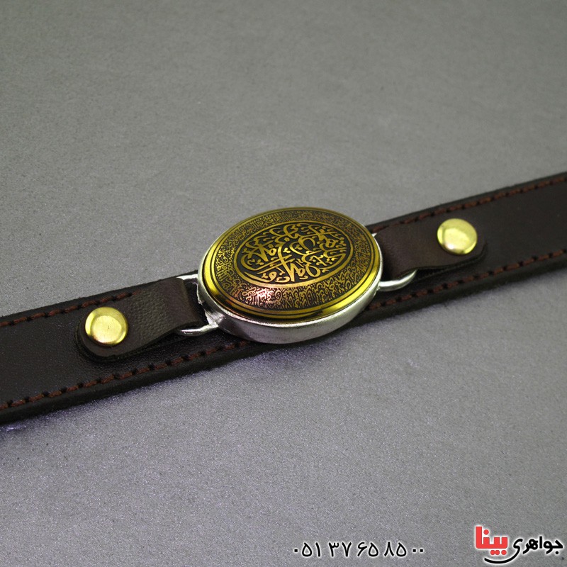دستبند حدید طلایی با حکاکی صلوات _کد:16169