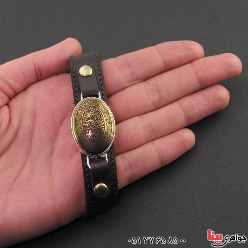 دستبند حدید طلایی با حکاکی صلوات _کد:16169