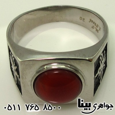 انگشتر عقیق مستطیلی سیاه قلم