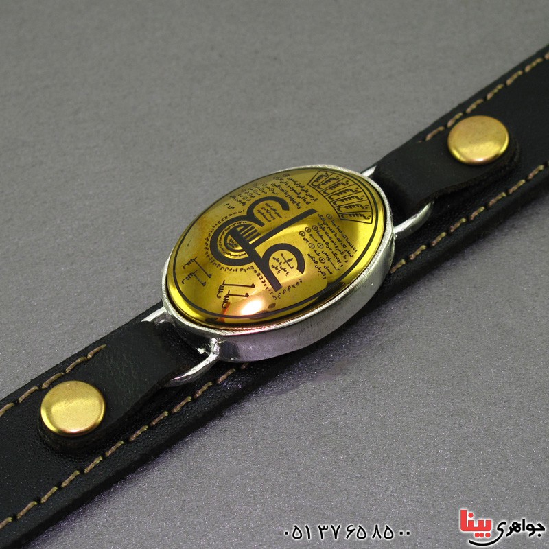 دستبند حدید طلایی با حکاکی عین علی _کد:16185