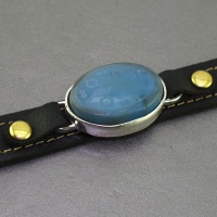 دستبند عقیق آبی با حکاکی یا رقیه 